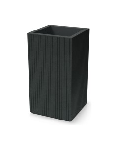 Pflanzkübel eckig 40 × 40 × 70 cm gerillt, 27 L – Dunkelgrau | Töpferkönig