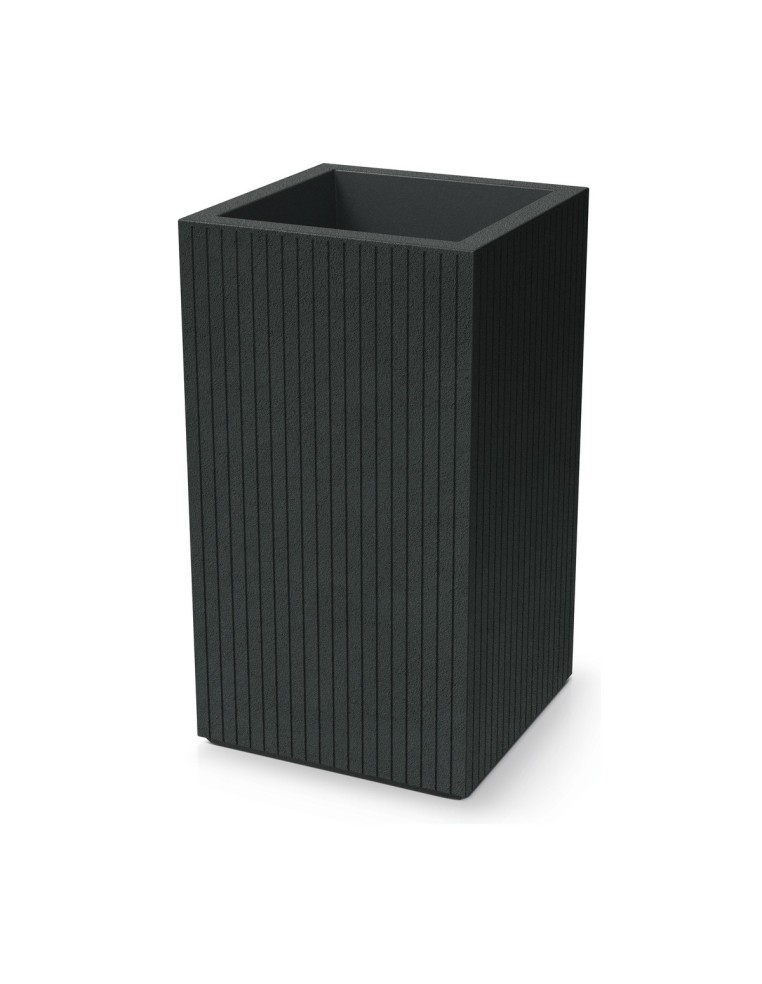 Pflanzkübel eckig 40 × 40 × 70 cm gerillt, 27 L – Dunkelgrau | Töpferkönig