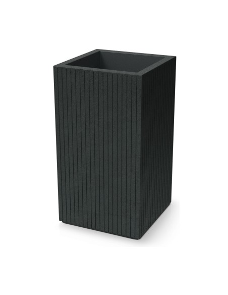 Pflanzkübel eckig 40 × 40 × 70 cm gerillt, 27 L – Dunkelgrau | Töpferkönig