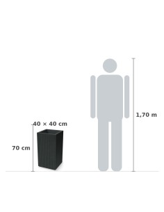 Pflanzkübel eckig 40 × 40 × 70 cm gerillt, 27 L – Dunkelgrau | Töpferkönig 2