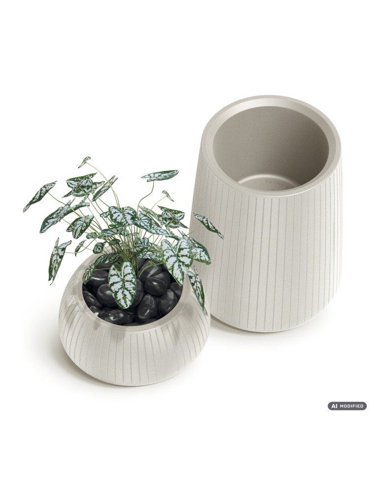 Blumentopf eckig 48 × 48 × 44 cm gerillt, 47 L – Sand | Töpferkönig