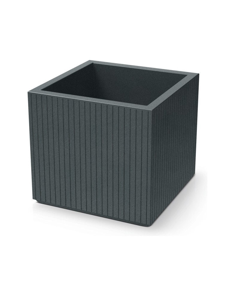 Blumentopf eckig 48 × 48 × 44 cm gerillt, 47 L – Graphit | Töpferkönig