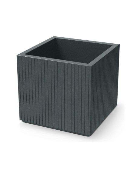 Blumentopf eckig 48 × 48 × 44 cm gerillt, 47 L – Graphit | Töpferkönig