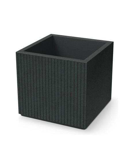 Blumentopf eckig 48 × 48 × 44 cm gerillt, 47 L – Dunkelgrau | Töpferkönig
