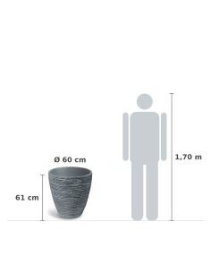 Pflanzkübel rund Ø60 × 61 cm Steinoptik, 53 L – Betongrau | Töpferkönig 2