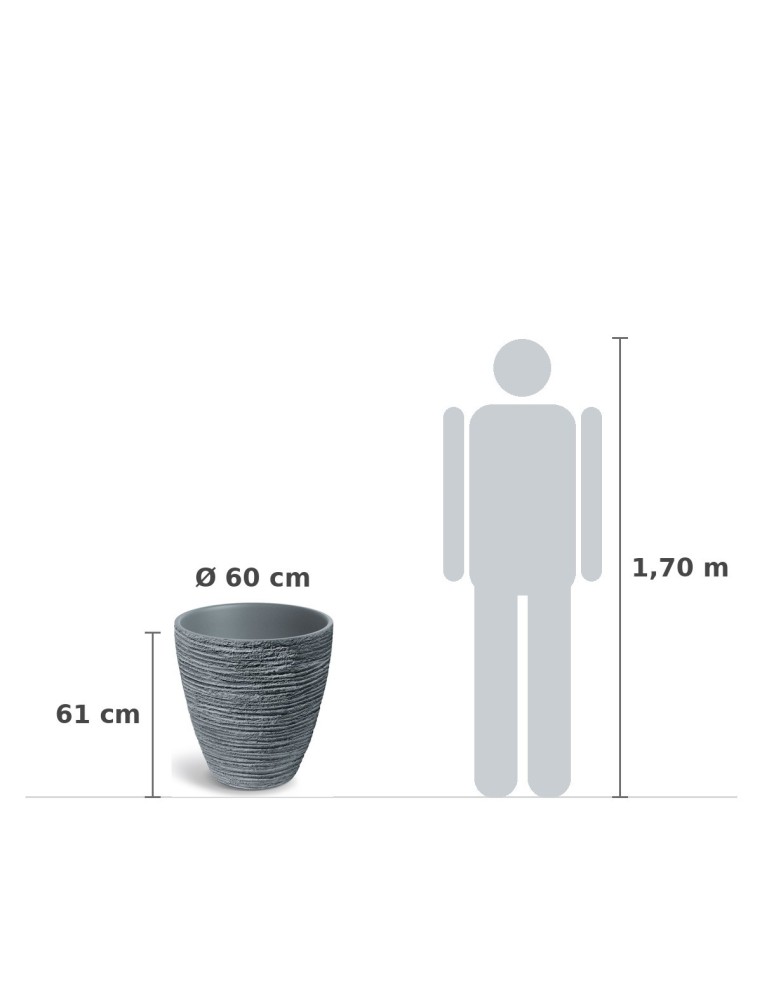Pflanzkübel rund Ø60 × 61 cm Steinoptik, 53 L – Betongrau | Töpferkönig