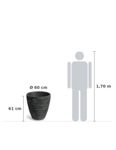 Pflanzkübel rund Ø60 × 61 cm Steinoptik, 53 L – Dunkelgrau | Töpferkönig 2
