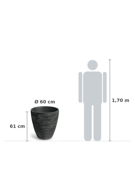 Pflanzkübel rund Ø60 × 61 cm Steinoptik, 53 L – Dunkelgrau | Töpferkönig