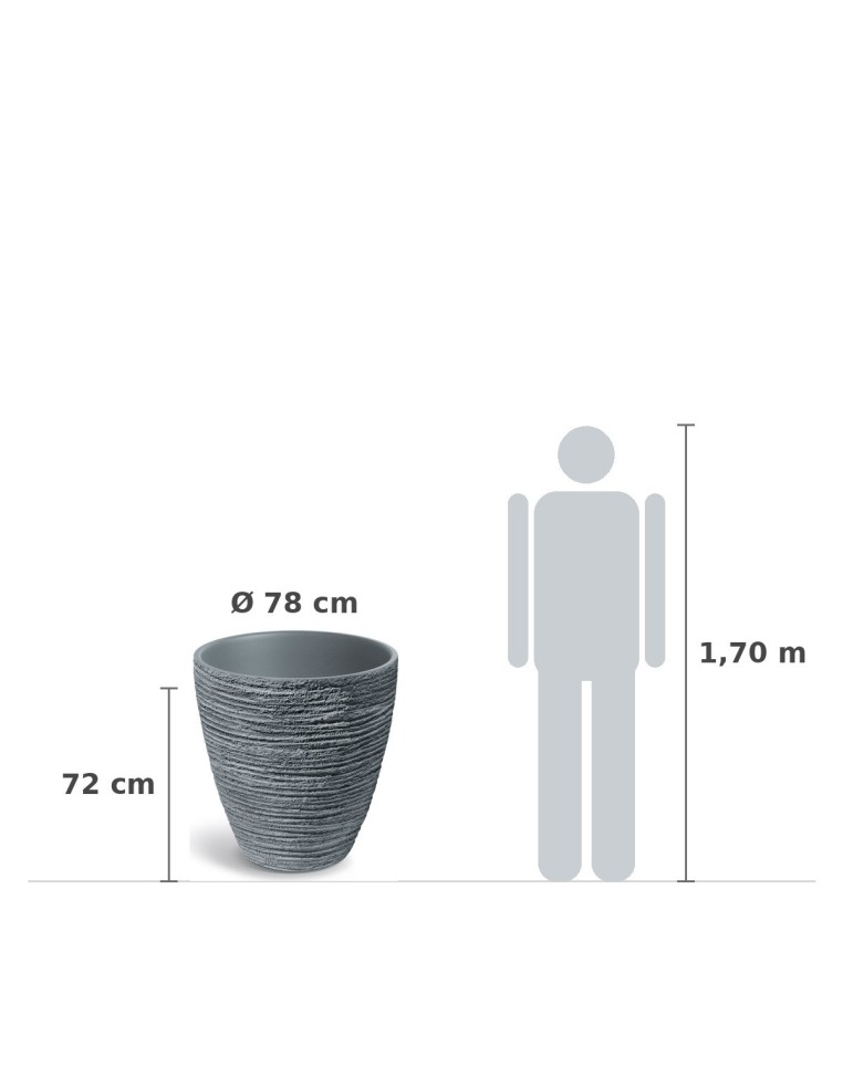 Pflanzkübel rund Ø78 × 72 cm Steinoptik, 127 L – Betongrau | Töpferkönig