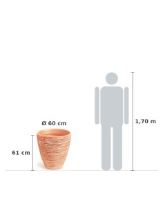 Pflanzkübel rund Ø60 × 61 cm Steinoptik, 106 L – Terrakotta | Töpferkönig 2