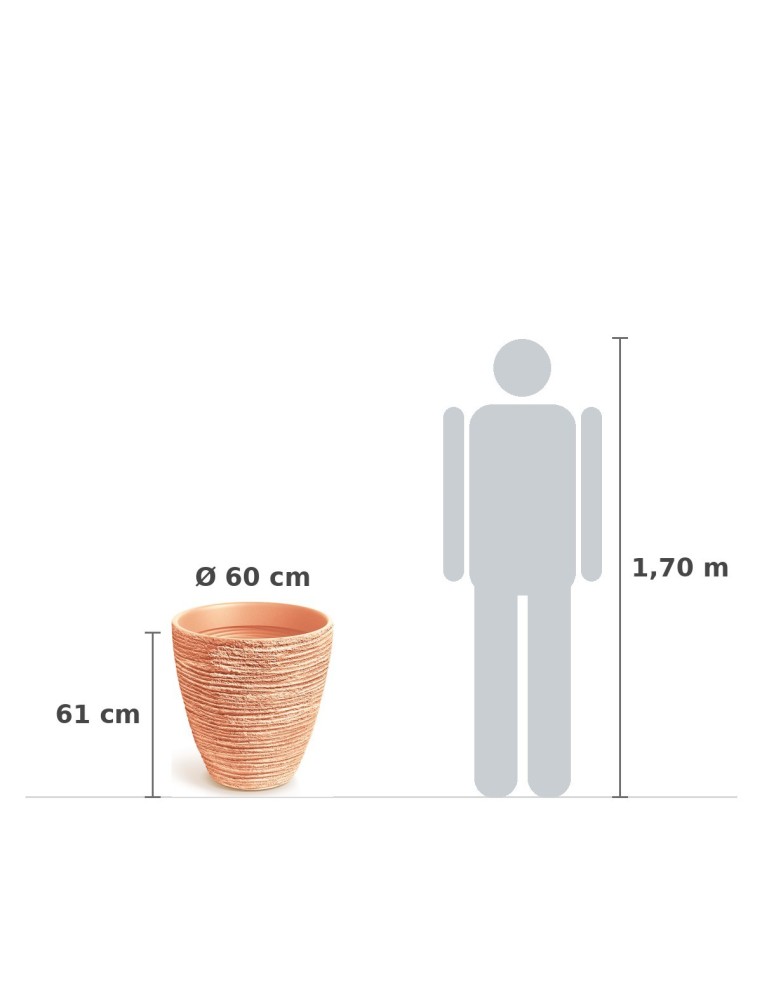 Pflanzkübel rund Ø60 × 61 cm Steinoptik, 106 L – Terrakotta | Töpferkönig