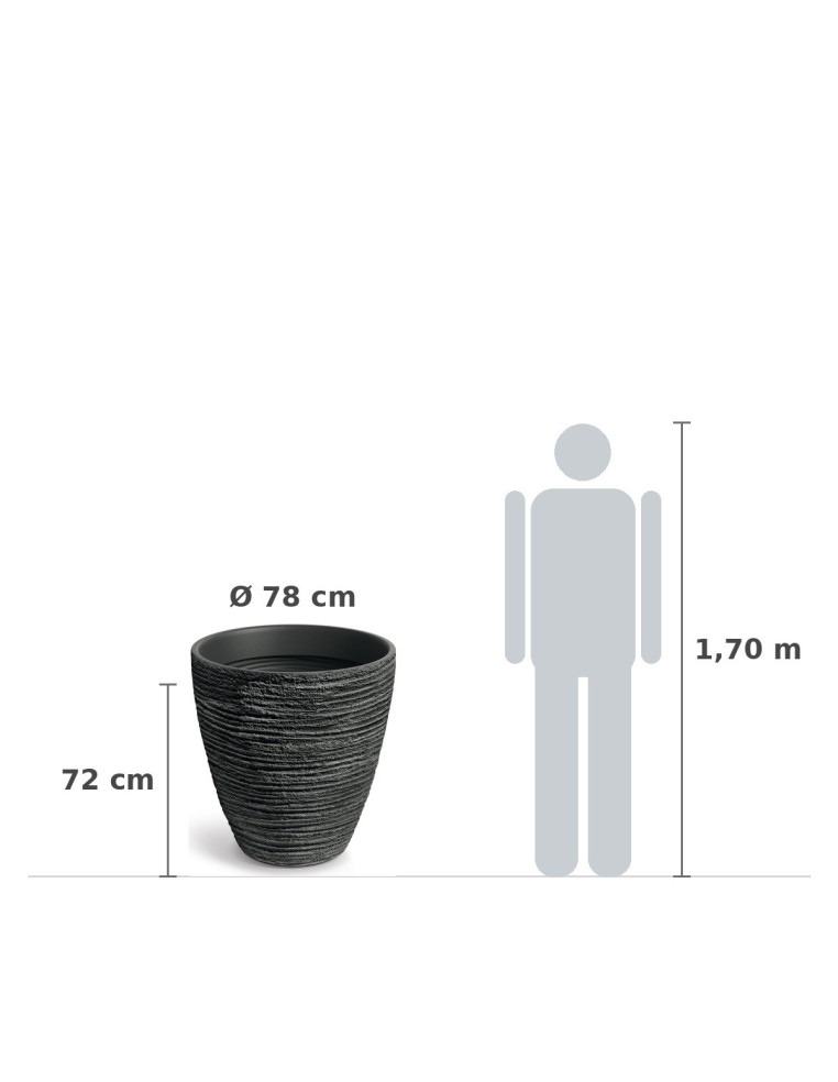 Pflanzkübel rund Ø78 × 72 cm Steinoptik, 222 L – Dunkelgrau | Töpferkönig