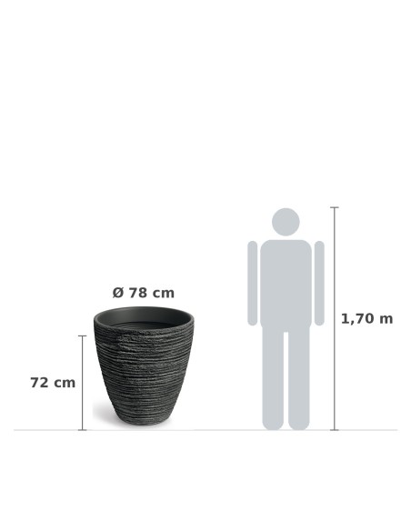 Pflanzkübel rund Ø78 × 72 cm Steinoptik, 222 L – Dunkelgrau | Töpferkönig