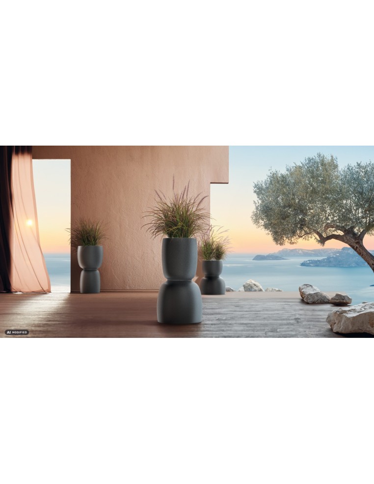 Blumenkübel rund Ø40 × 48 cm matt, 17 L – Graphit | Töpferkönig