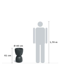 Pflanzkübel rund Ø40 × 61 cm matt, 17 L – Graphit | Töpferkönig 2