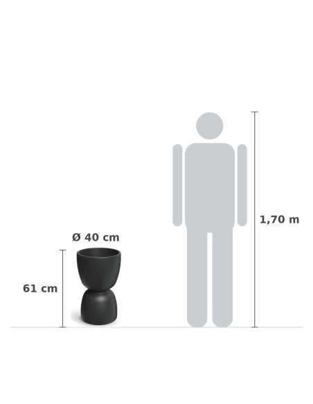 Pflanzkübel rund Ø40 × 61 cm matt, 17 L – Schwarz | Töpferkönig