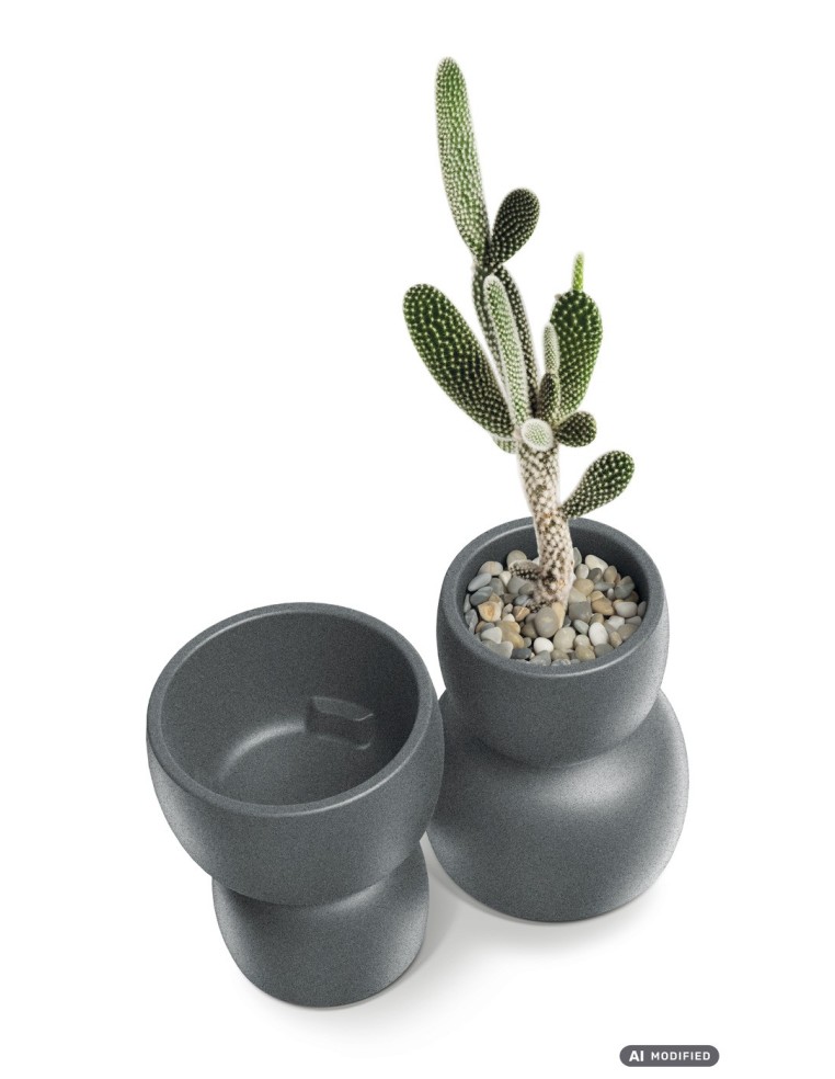 Blumenkübel rund Ø47 × 55 cm matt, 23 L – Granit hell | Töpferkönig
