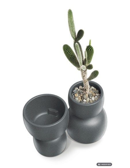Blumenkübel rund Ø47 × 55 cm matt, 23 L – Granit hell | Töpferkönig