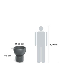 Pflanzkübel rund Ø58 × 68 cm matt, 44 L – Granit hell | Töpferkönig 2