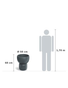 Pflanzkübel rund Ø58 × 68 cm matt, 44 L – Betongrau | Töpferkönig 2