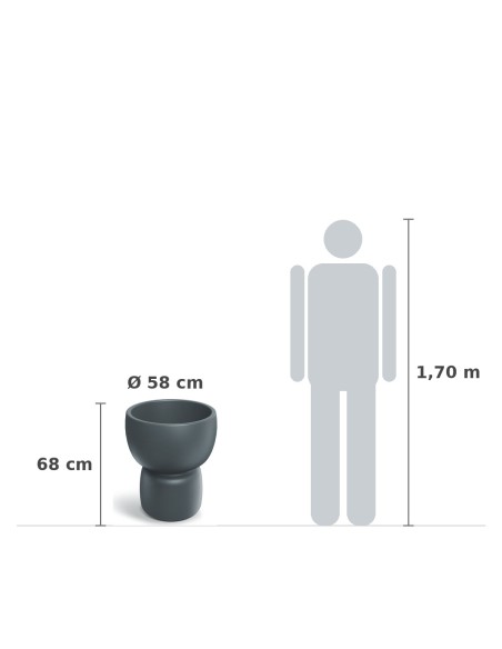 Pflanzkübel rund Ø58 × 68 cm matt, 44 L – Betongrau | Töpferkönig
