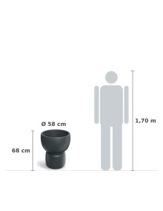 Pflanzkübel rund Ø58 × 68 cm matt, 44 L – Graphit | Töpferkönig 2