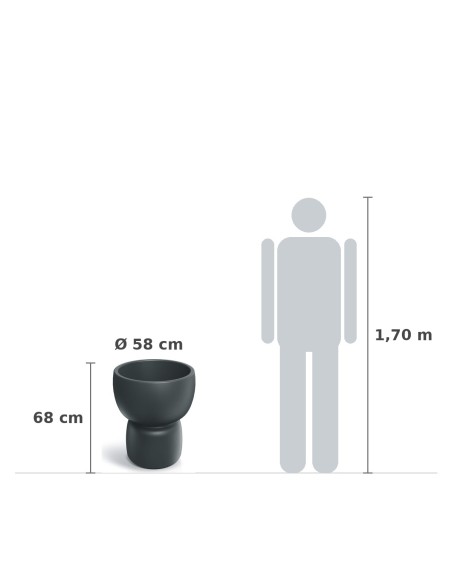 Pflanzkübel rund Ø58 × 68 cm matt, 44 L – Graphit | Töpferkönig