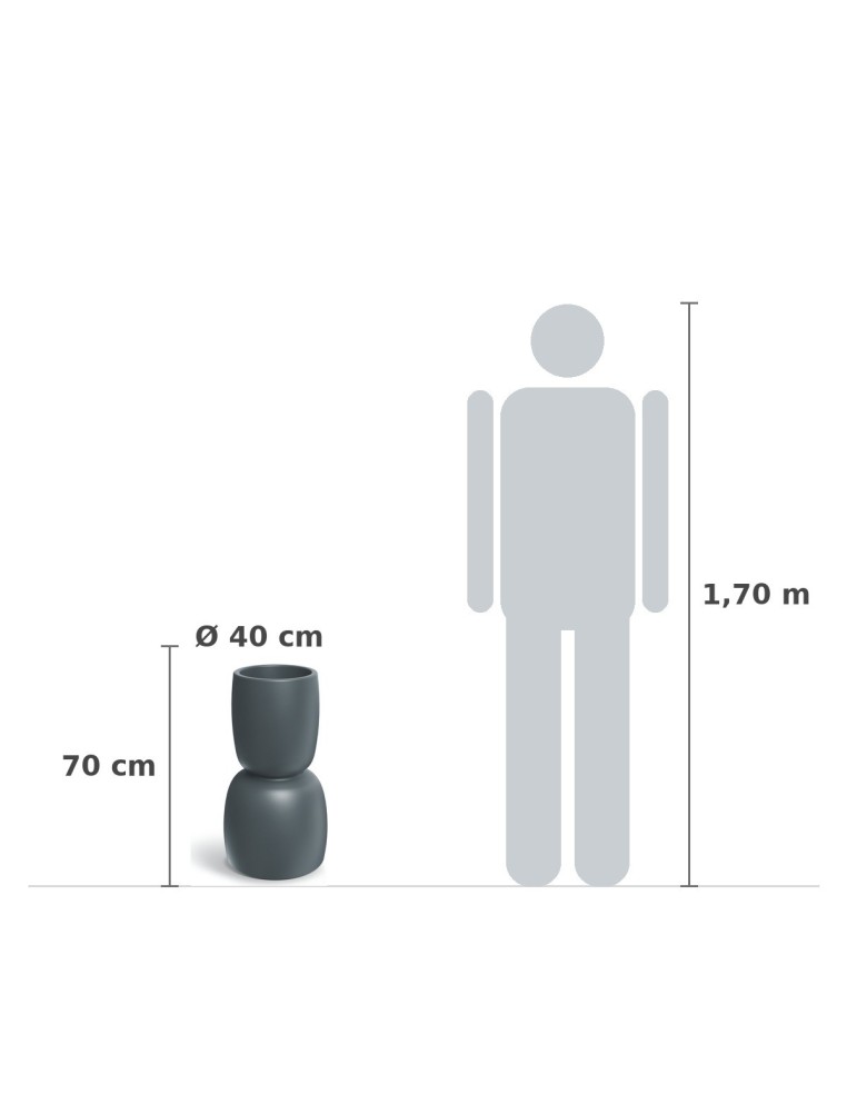 Pflanzkübel rund Ø40 × 70 cm matt, 17 L – Betongrau | Töpferkönig