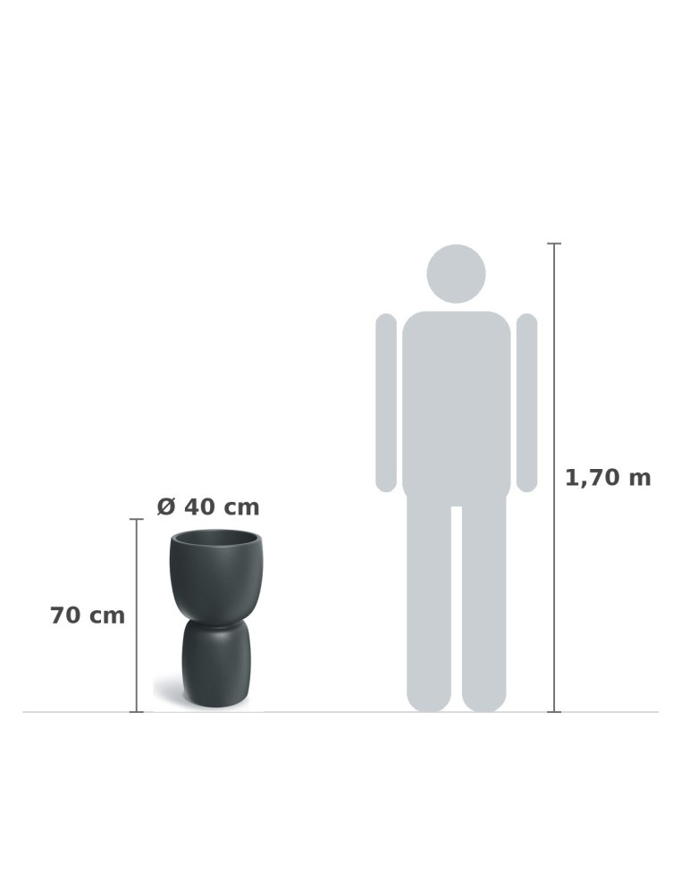 Pflanzkübel rund Ø40 × 70 cm matt, 17 L – Graphit | Töpferkönig