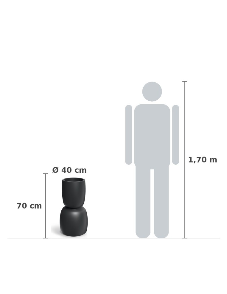 Pflanzkübel rund Ø40 × 70 cm matt, 17 L – Schwarz | Töpferkönig