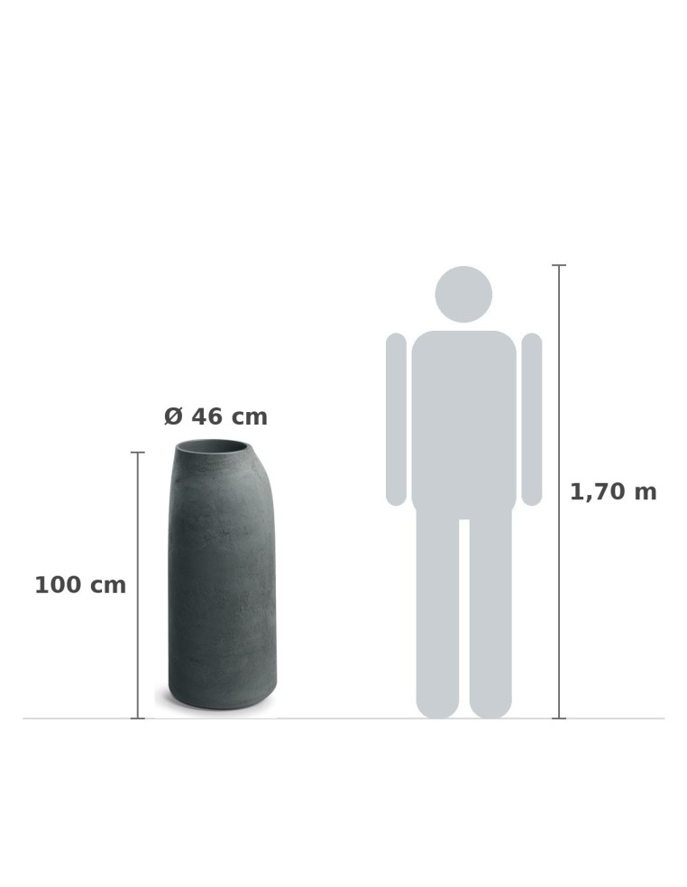 Pflanzsäule XXL rund Ø46 × 100 cm Steinoptik, 14 L – Graphit | Töpferkönig