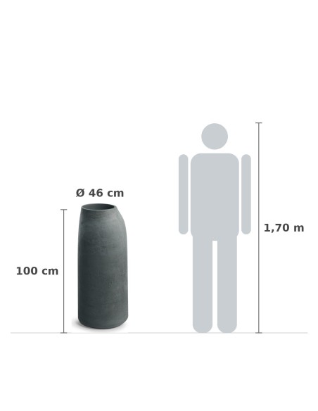 Pflanzsäule XXL rund Ø46 × 100 cm Steinoptik, 14 L – Graphit | Töpferkönig