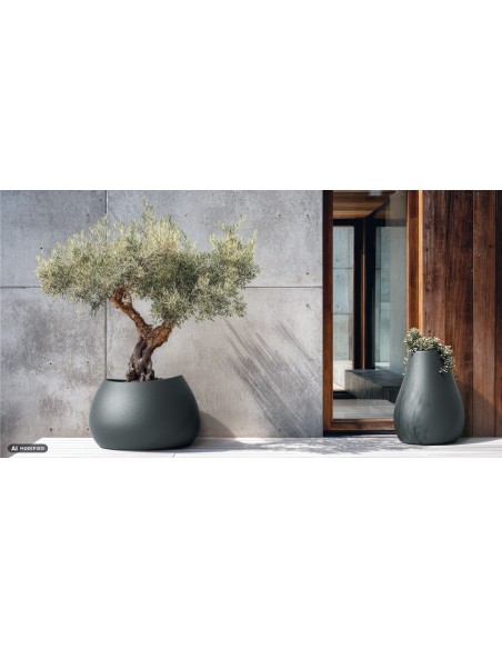 Blumenkübel rund Ø40 × 50 cm matt, 5 L – Graphit | Töpferkönig
