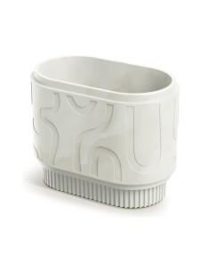 Pflanzkasten oval 58 × 34 × 46 cm mit Relief, 34 L – Sand | Töpferkönig