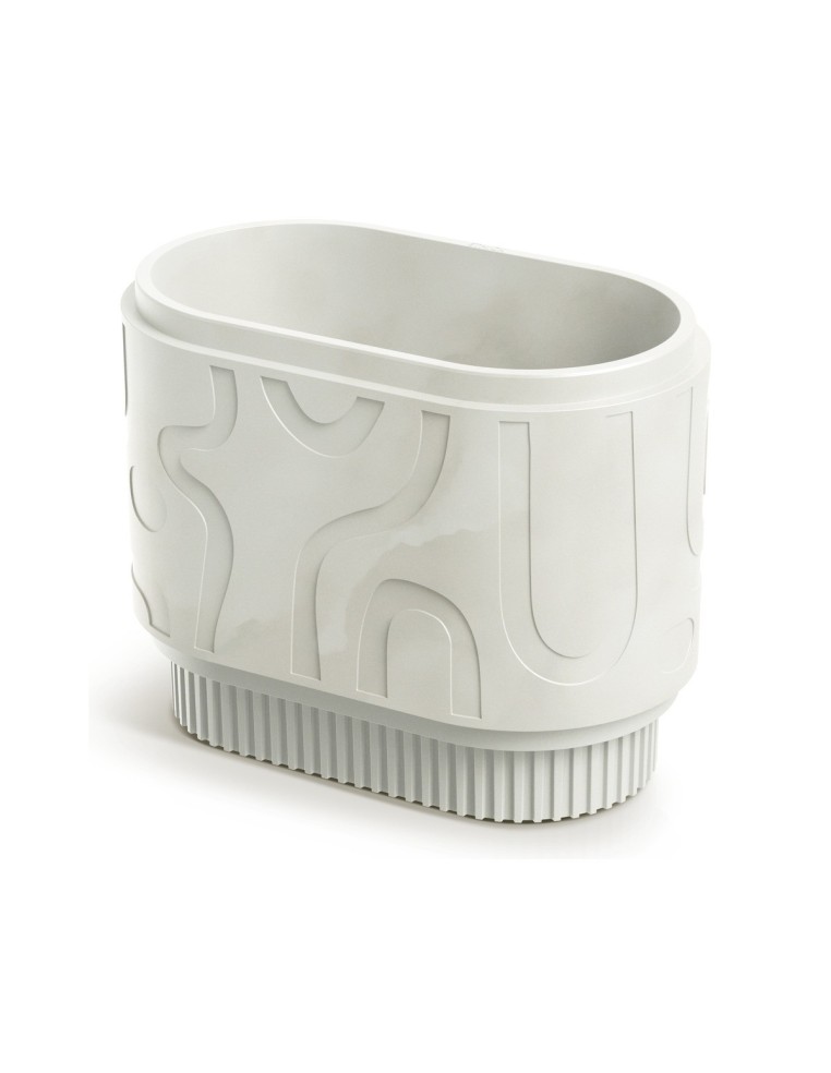 Pflanzkasten oval 58 × 34 × 46 cm mit Relief, 34 L – Sand | Töpferkönig