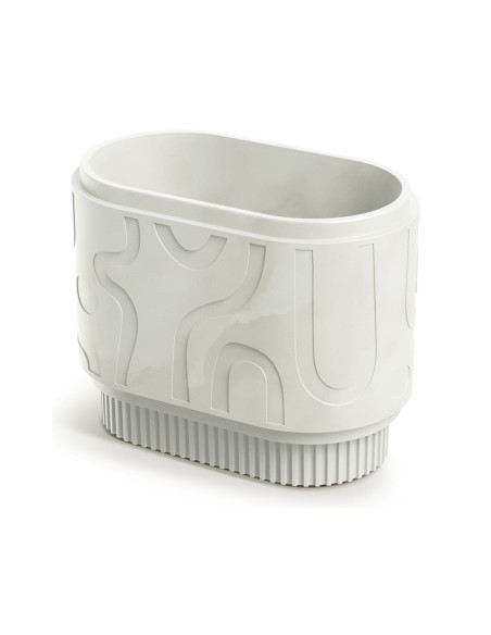 Pflanzkasten oval 58 × 34 × 46 cm mit Relief, 34 L – Sand | Töpferkönig