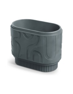 Pflanzkasten oval 58 × 34 × 46 cm mit Relief, 34 L – Betongrau | Töpferkönig