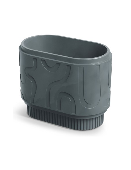 Pflanzkasten oval 58 × 34 × 46 cm mit Relief, 34 L – Betongrau | Töpferkönig