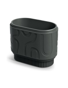 Pflanzkasten oval 58 × 34 × 46 cm mit Relief, 34 L – Dunkelgrau | Töpferkönig