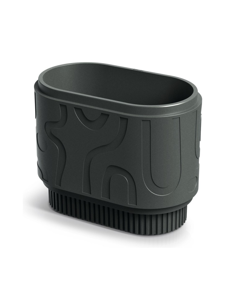Pflanzkasten oval 58 × 34 × 46 cm mit Relief, 34 L – Dunkelgrau | Töpferkönig