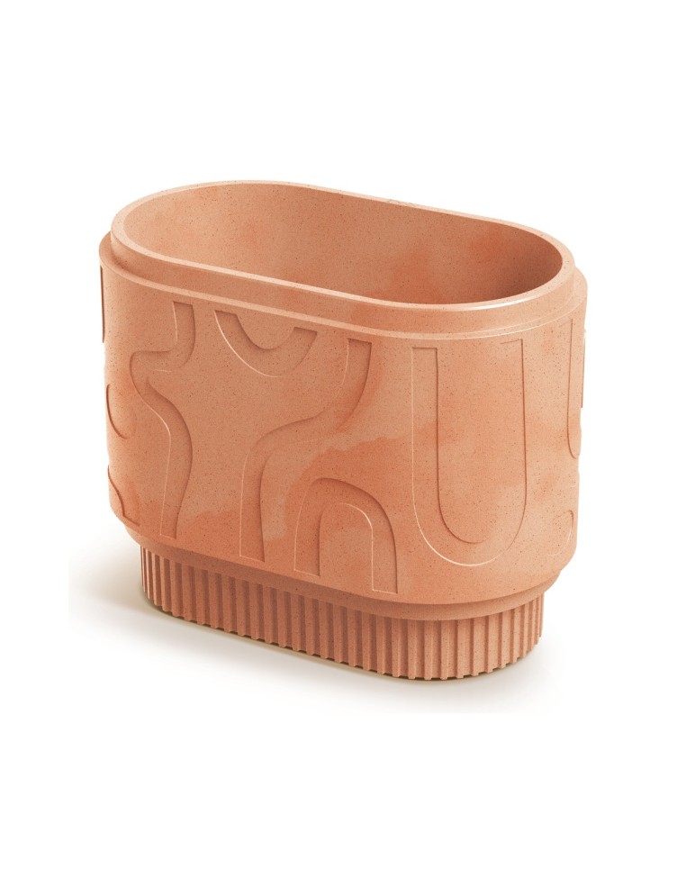 Pflanzkasten oval 58 × 34 × 46 cm mit Relief, 34 L – Terrakotta | Töpferkönig