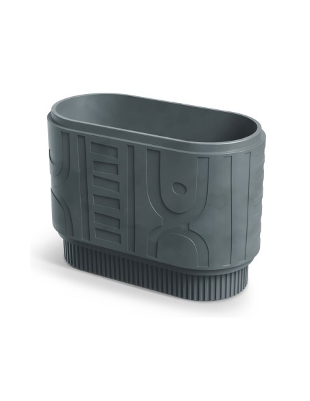 Pflanzkasten oval 78 × 38 × 56 cm mit Relief, 58 L – Betongrau | Töpferkönig