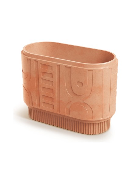 Pflanzkasten oval 78 × 38 × 56 cm mit Relief, 58 L – Terrakotta | Töpferkönig