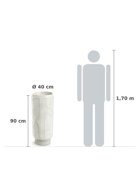 Pflanzsäule rund Ø40 × 90 cm mit Relief, 24 L – Sand | Töpferkönig