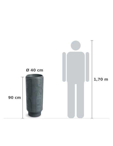 Pflanzsäule rund Ø40 × 90 cm mit Relief, 24 L – Betongrau | Töpferkönig