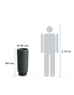 Pflanzsäule XXL rund Ø40 × 90 cm mit Relief, 24 L – Dunkelgrau | Töpferkönig 2