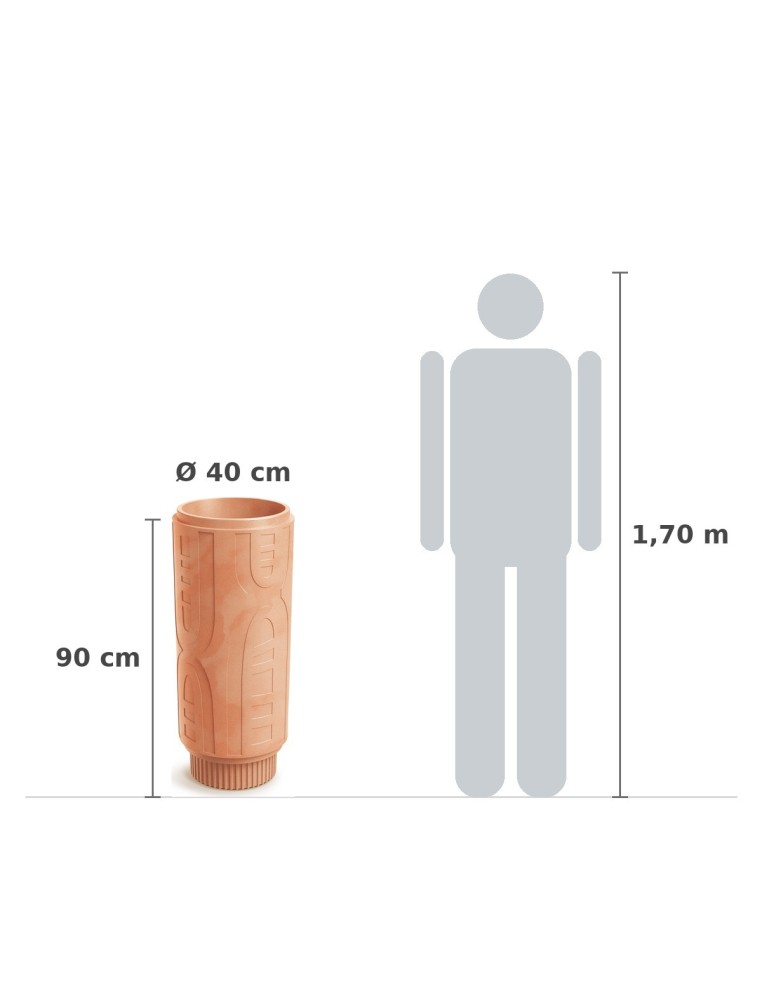 Pflanzsäule rund Ø40 × 90 cm mit Relief, 24 L – Terrakotta | Töpferkönig