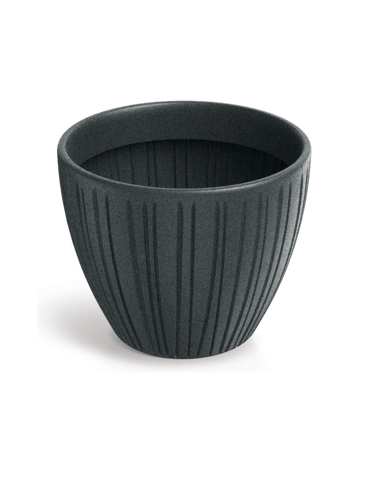 Blumentopf rund Ø30 × 24 cm gerillt, 10 L – Bleigrau | Töpferkönig