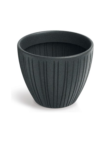 Blumentopf rund Ø30 × 24 cm gerillt, 10 L – Bleigrau | Töpferkönig