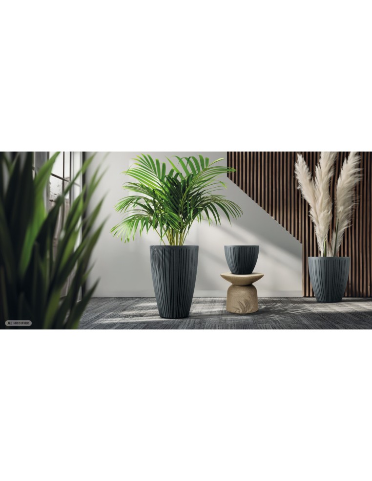 Blumentopf rund Ø30 × 24 cm gerillt, 10 L – Dunkelgrau | Töpferkönig